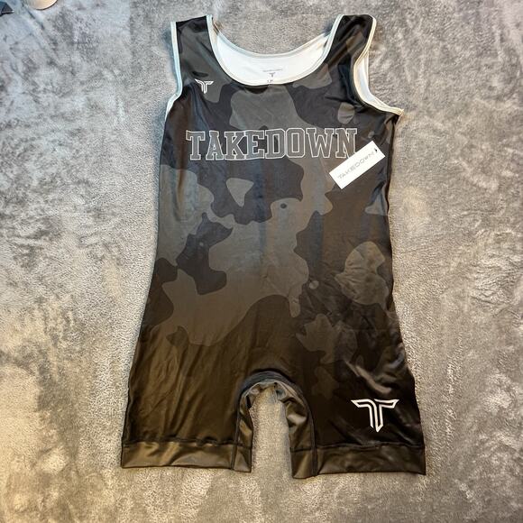 Takedown Singlet Womens Extra Large Wrestling Weight Lifting Gray Camouflage - Picture 1 of 13